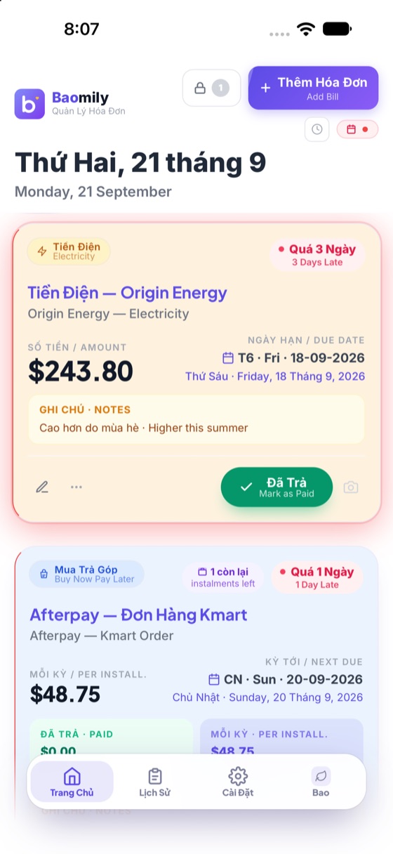 Danh sách hóa đơn