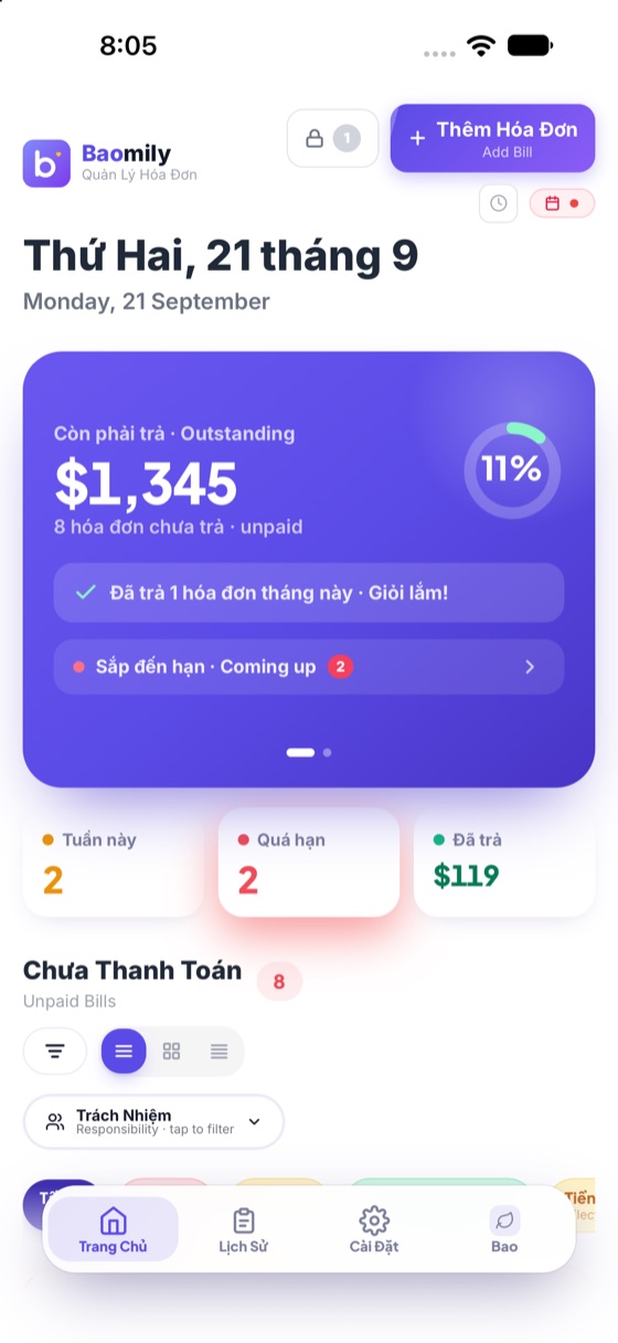 Màn hình chính Baomily